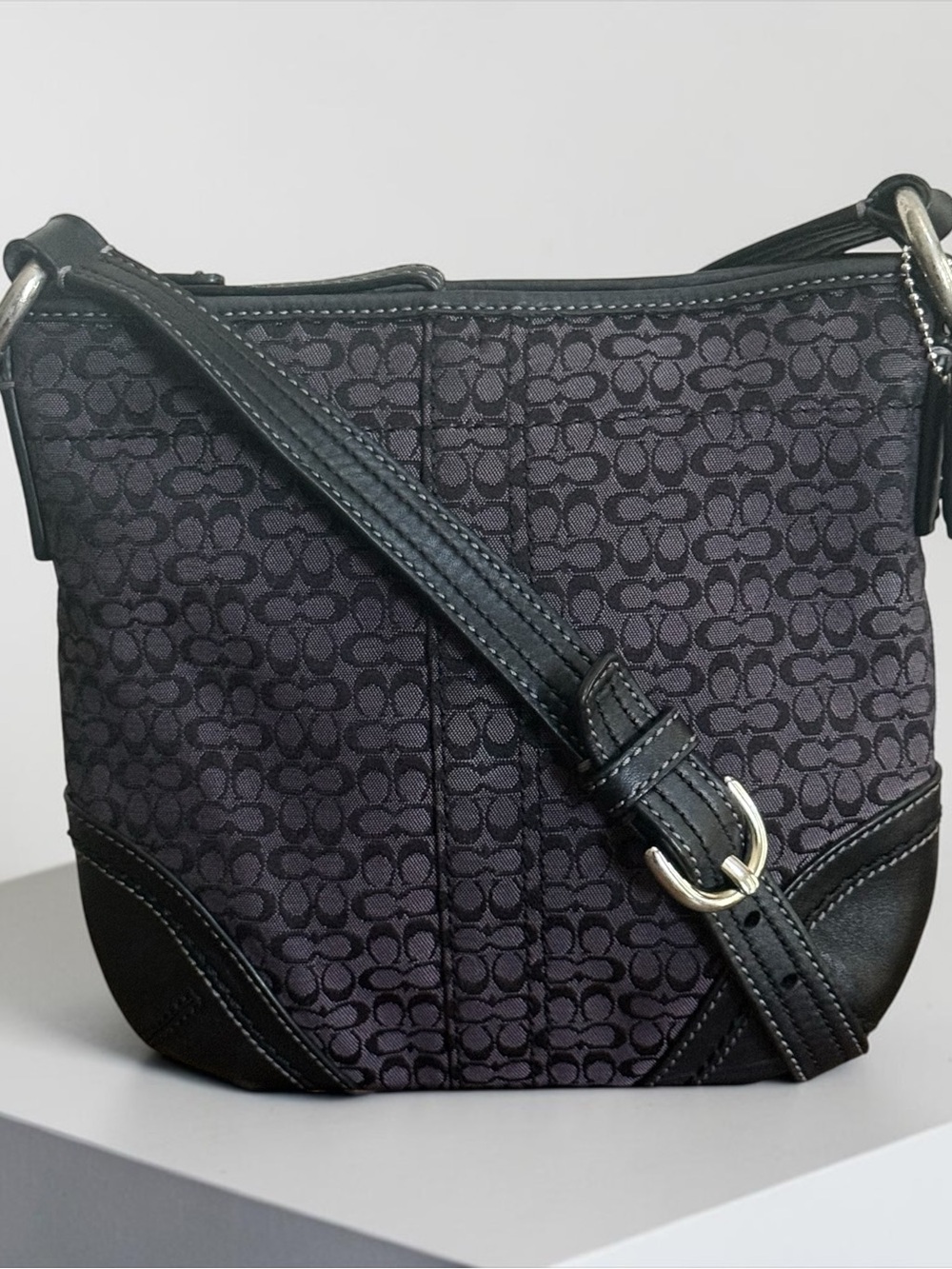 Coach Signature Vintage Jacquard Black Mini Crossbody Bag